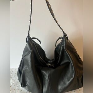 Black Studded Women's Leather Bag